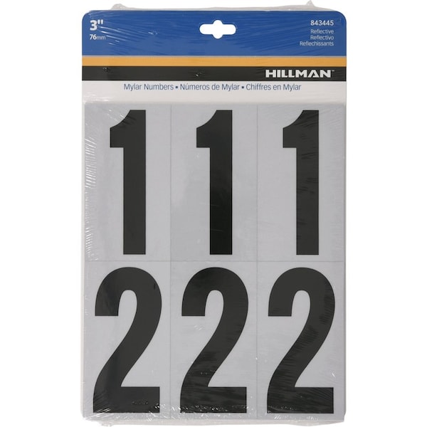Hillman HILLMAN 3 in. Reflective Black Vinyl Self-Adhesive Number Set 0-9 26 pc 843445 - main